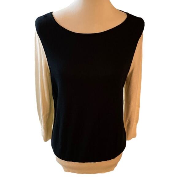 ⭐️ Chico's‎ Casual Black White Soft Winter Fall Pullover Sweater Women Sz Medium - Picture 1 of 7